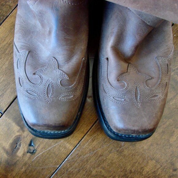 Boulet Brown Leather Harness Motorcycle Boots Mens Western Cowboy Size 9 E 9E - Picture 15 of 16